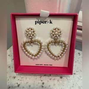 Piper K Pearl Heart Earrings
